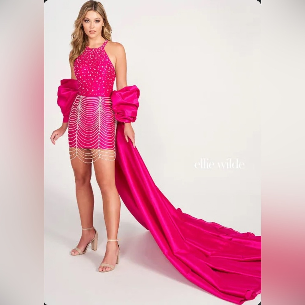 Ellie Wilde dress Mon Cherri EW34001 Fuchsia (OVERSKIRT BOW NOT INCLUDED)